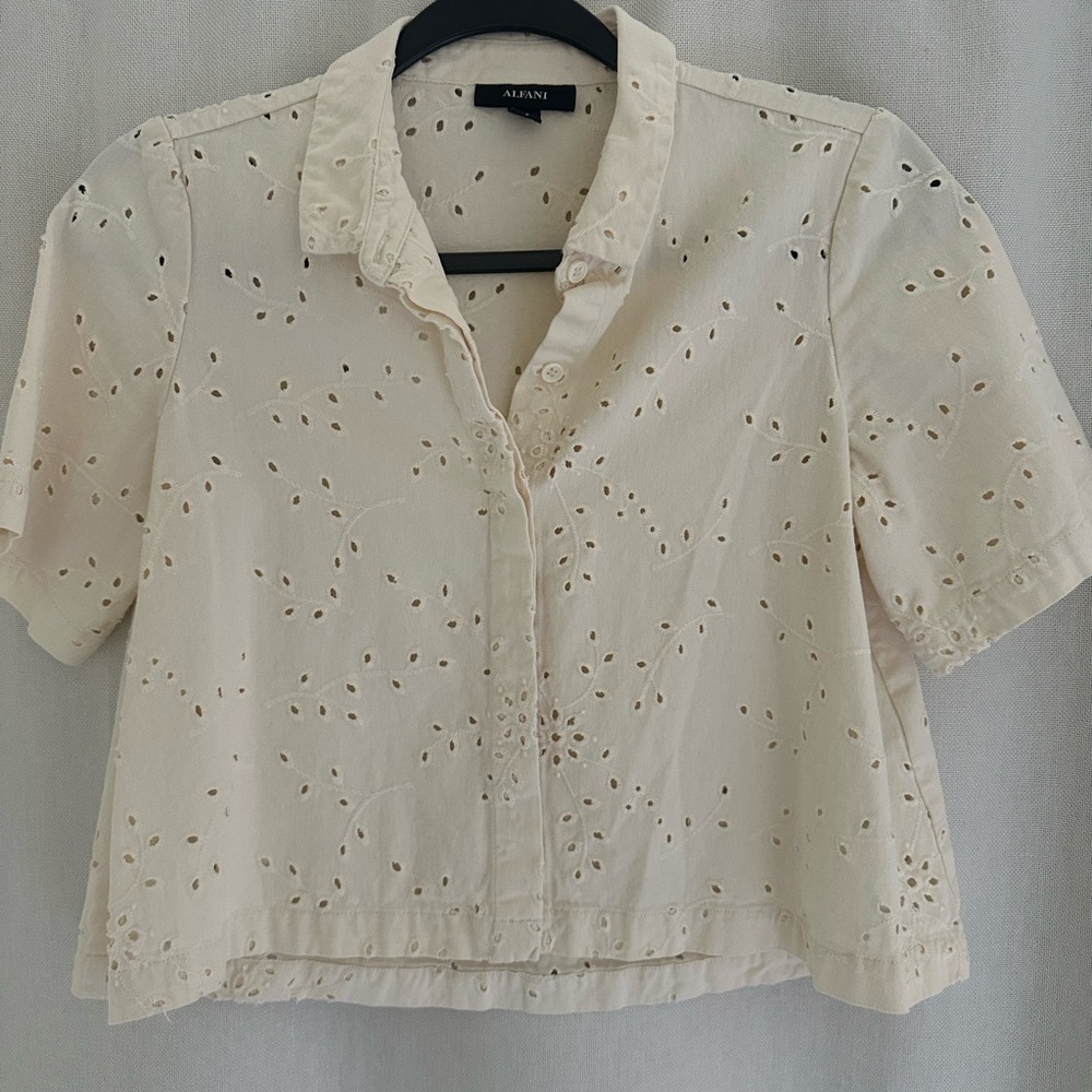 Alfani button collar crop top